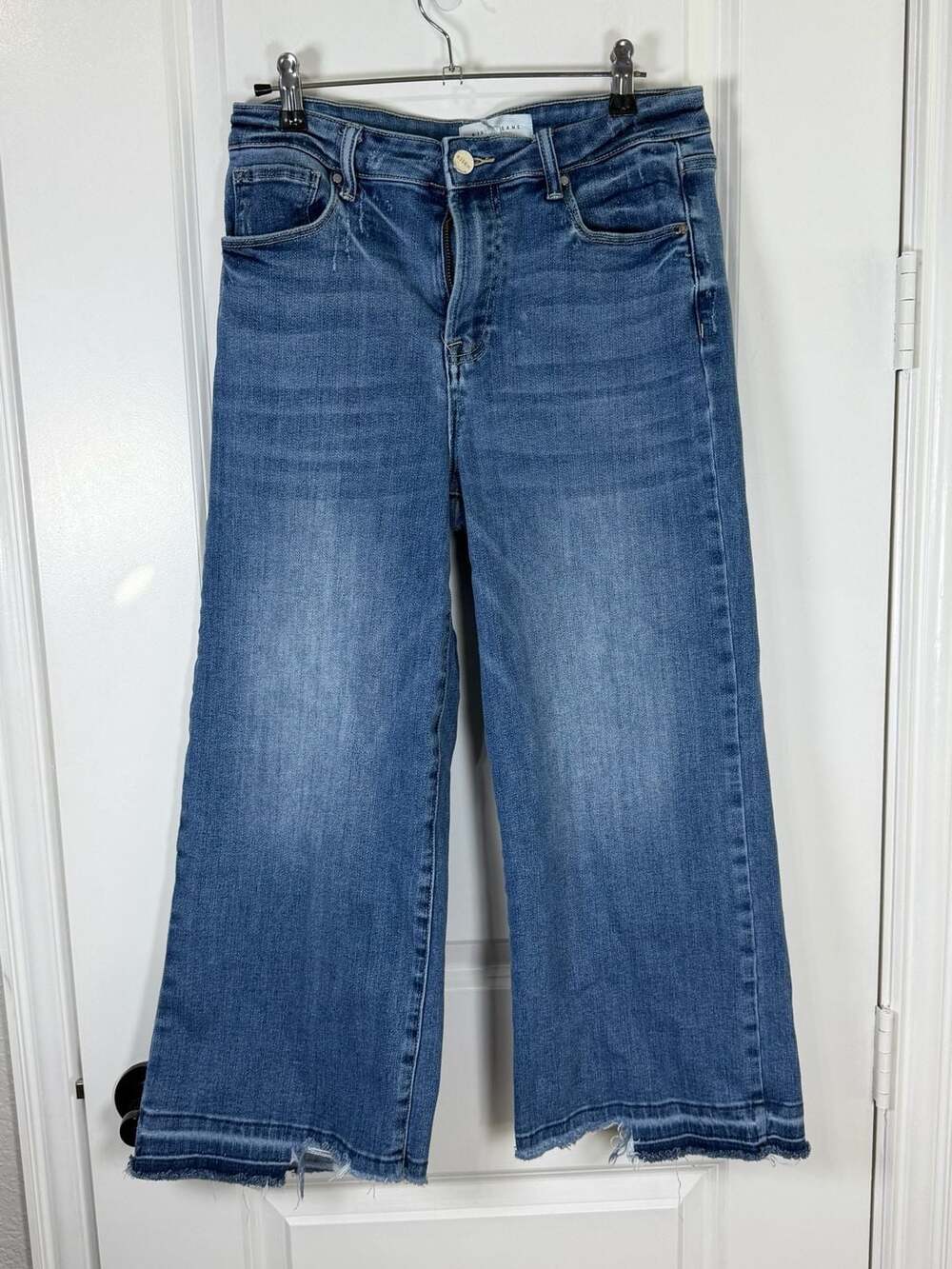 Risen Los Angeles High Rise Wide Leg Frayed Hem Jeans Style RDP5167